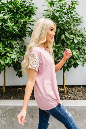 Crocheted Lace Sleeve Top