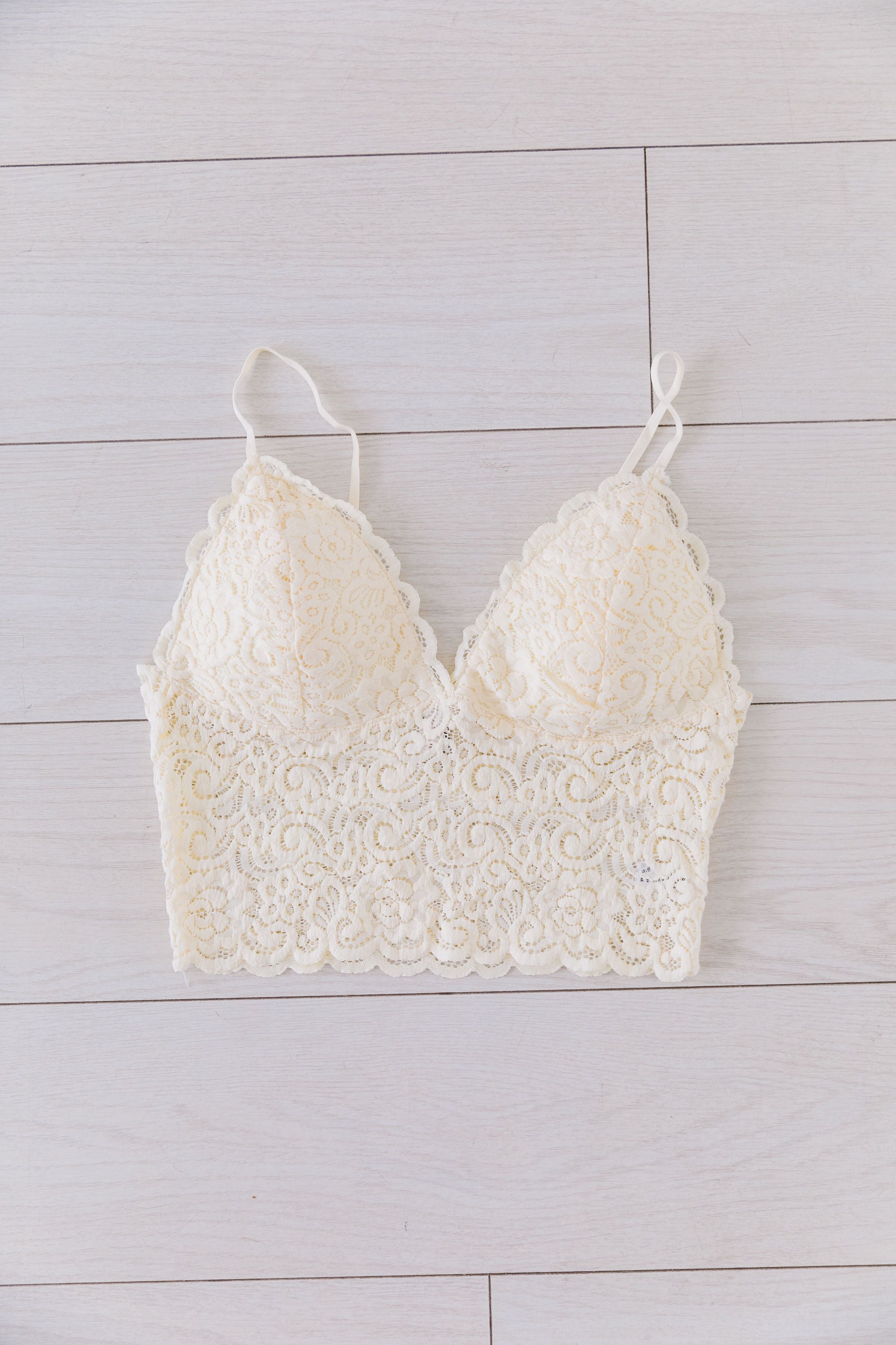 Cropped Lace Camisole In Ivory