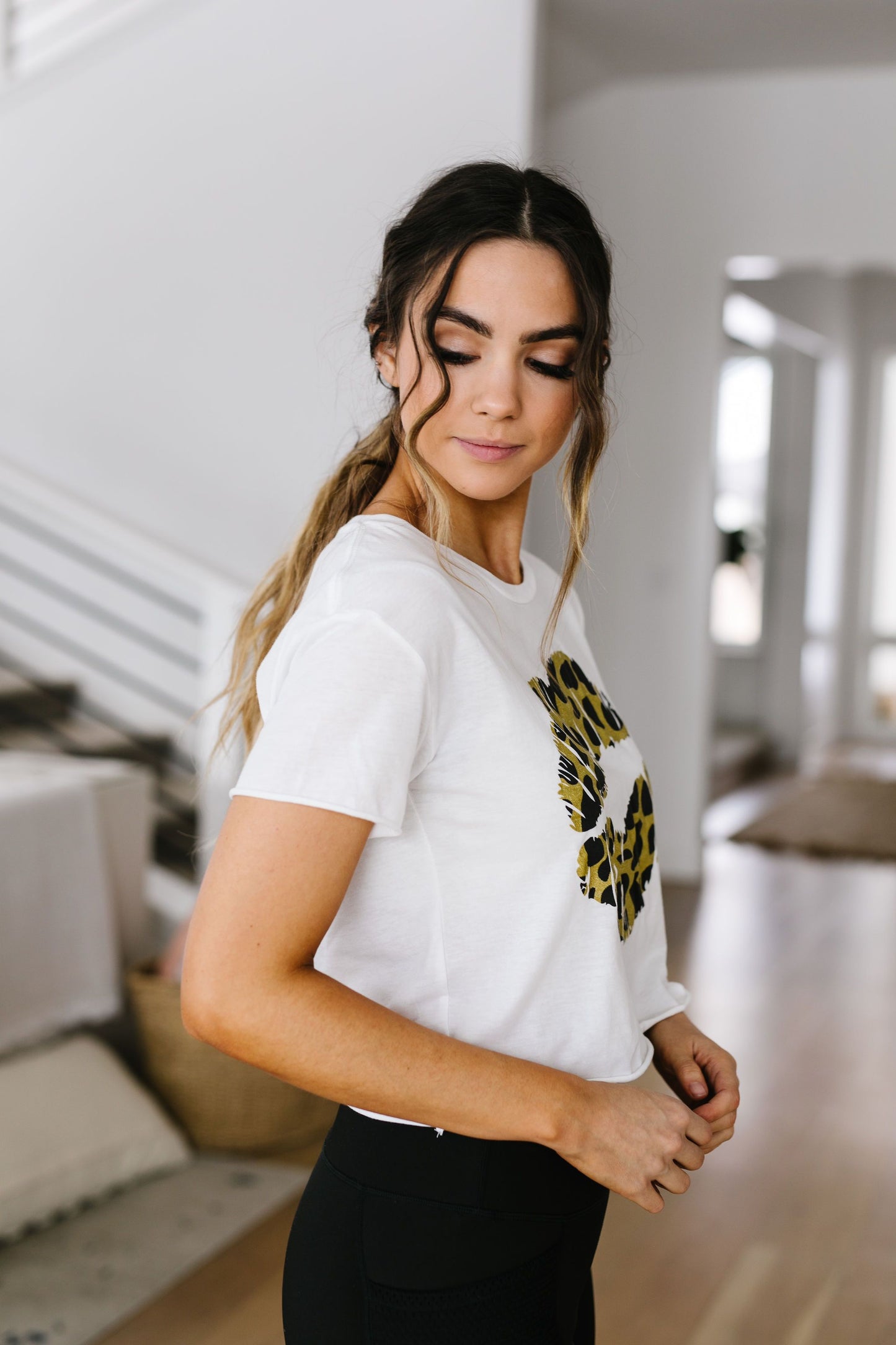 Cropped Leopard Lips Graphic Tee