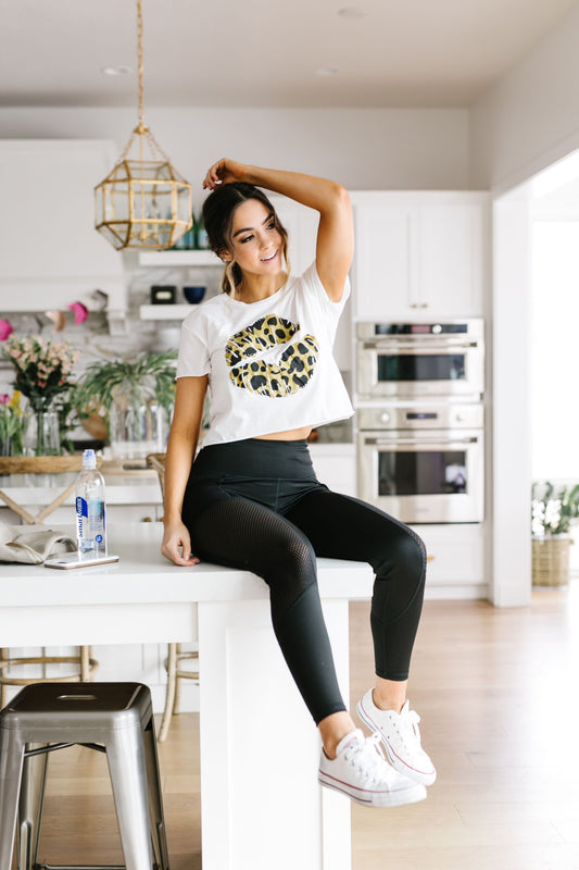 Cropped Leopard Lips Graphic Tee