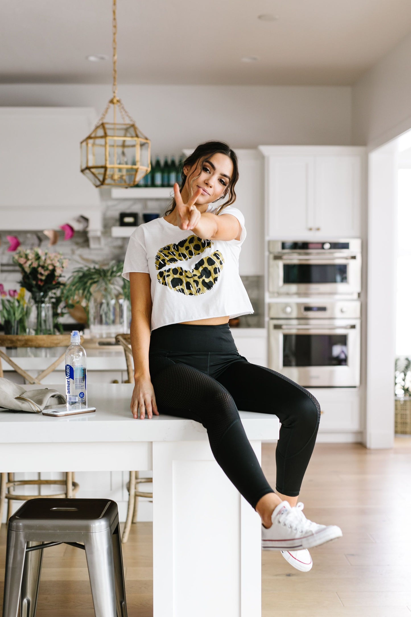 Cropped Leopard Lips Graphic Tee