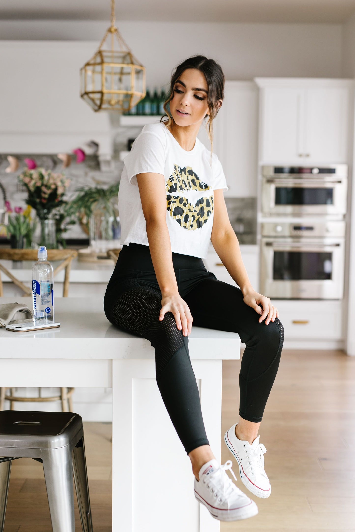Cropped Leopard Lips Graphic Tee