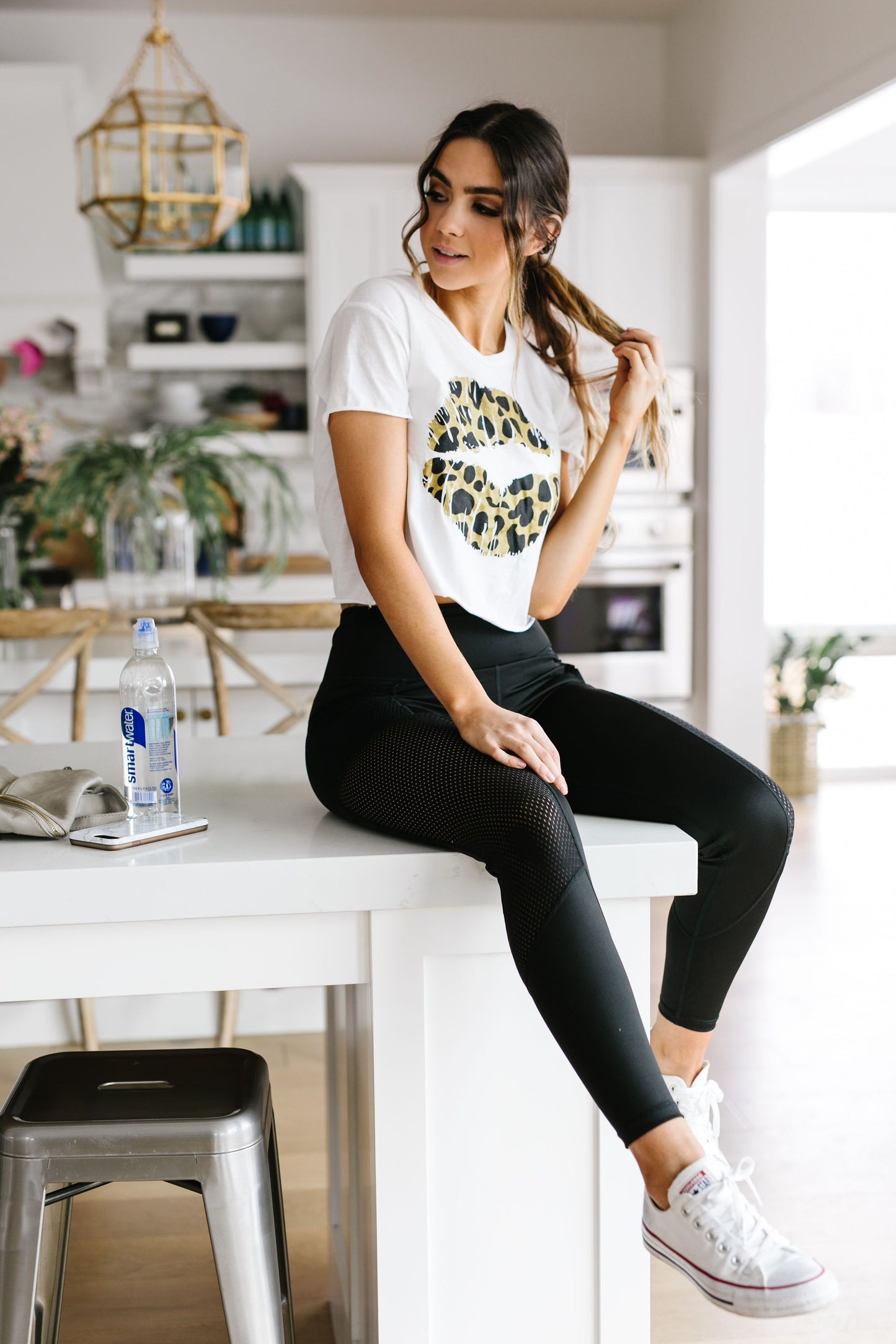 Cropped Leopard Lips Graphic Tee