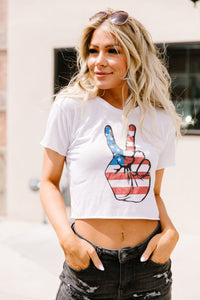 Cropped Peace In America Graphic Tee