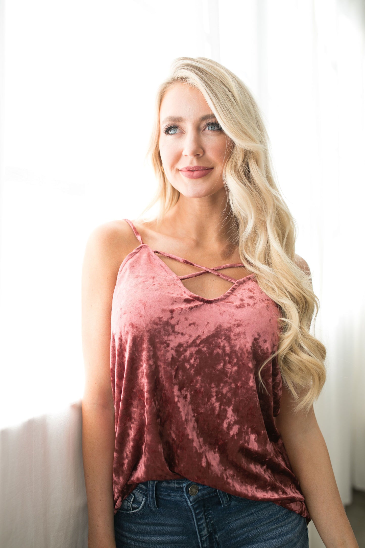 Cross My 🖤 Crushed Velvet Cami In Mauve - ALL SALES FINAL