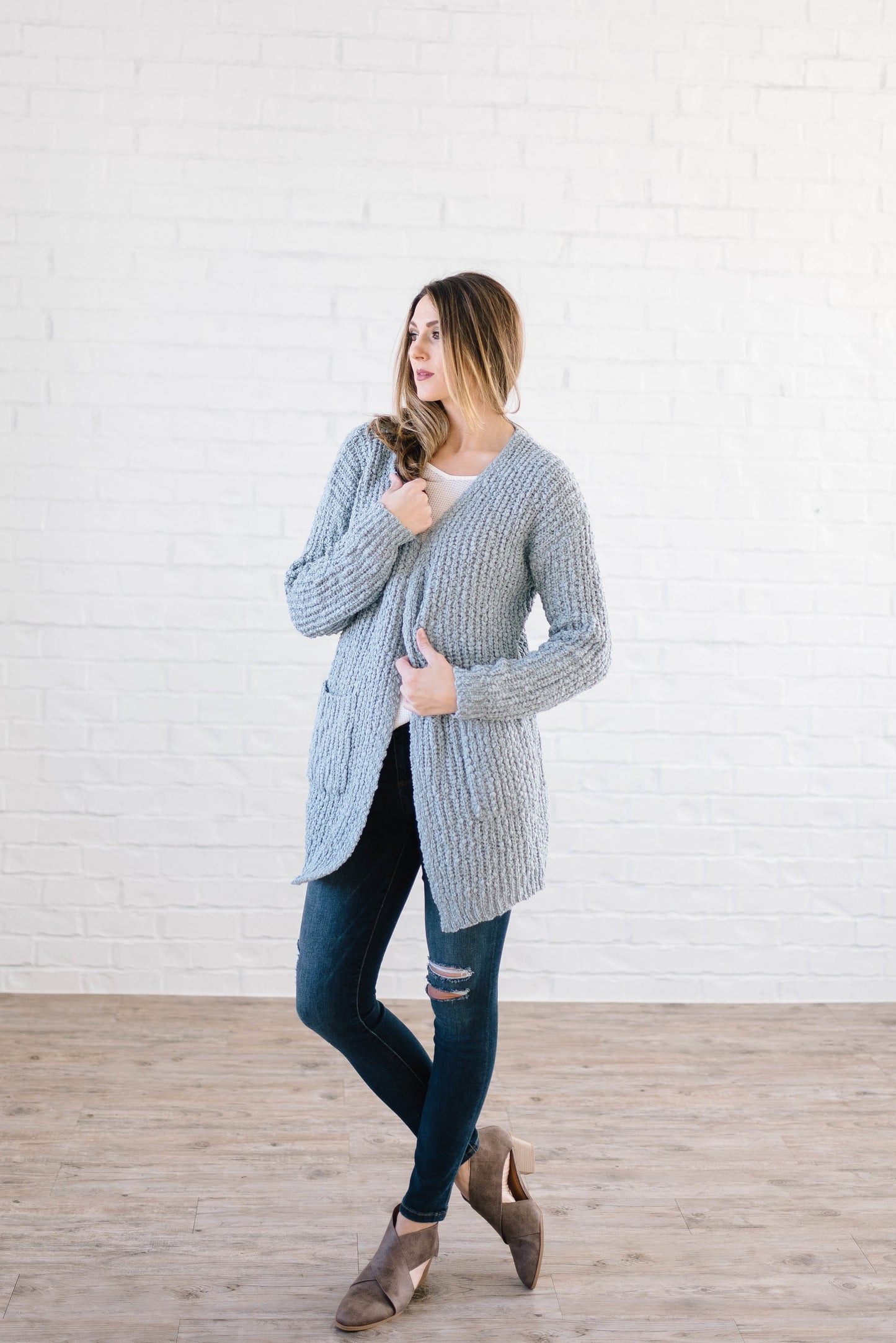 Cuddle Up Cardi in Dusty Blue