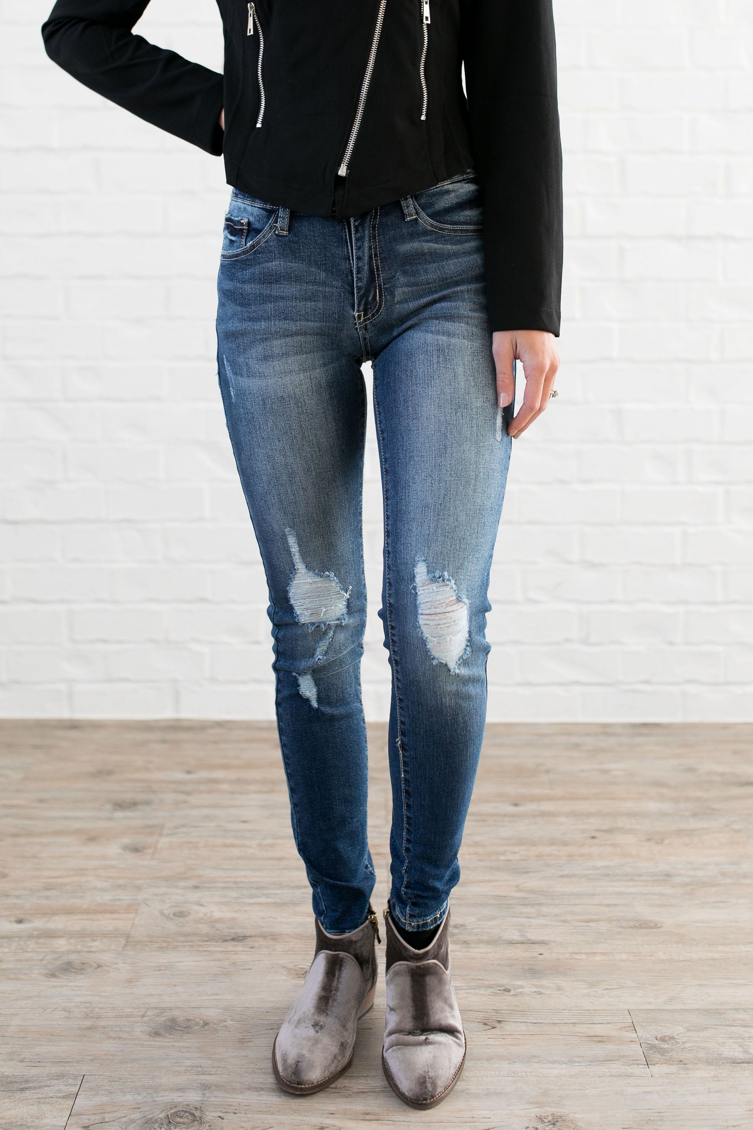 Damaged Goods Faded Skinny Jeans - ALL SALES FINAL