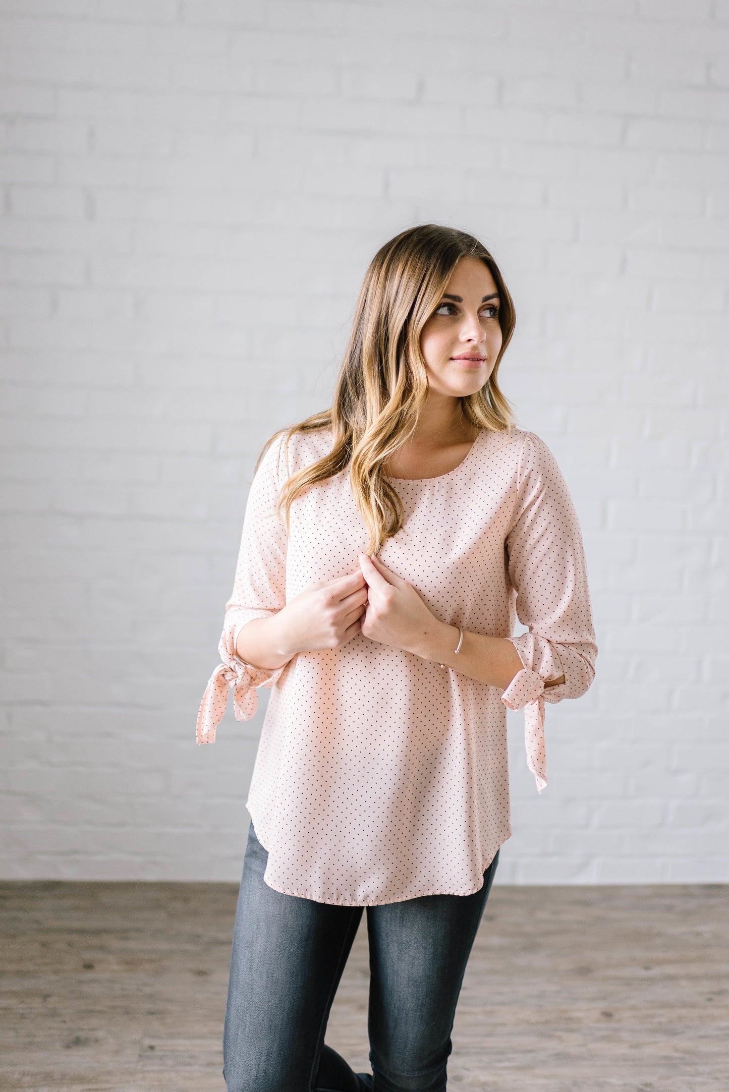 Dot Me Blouse in Blush