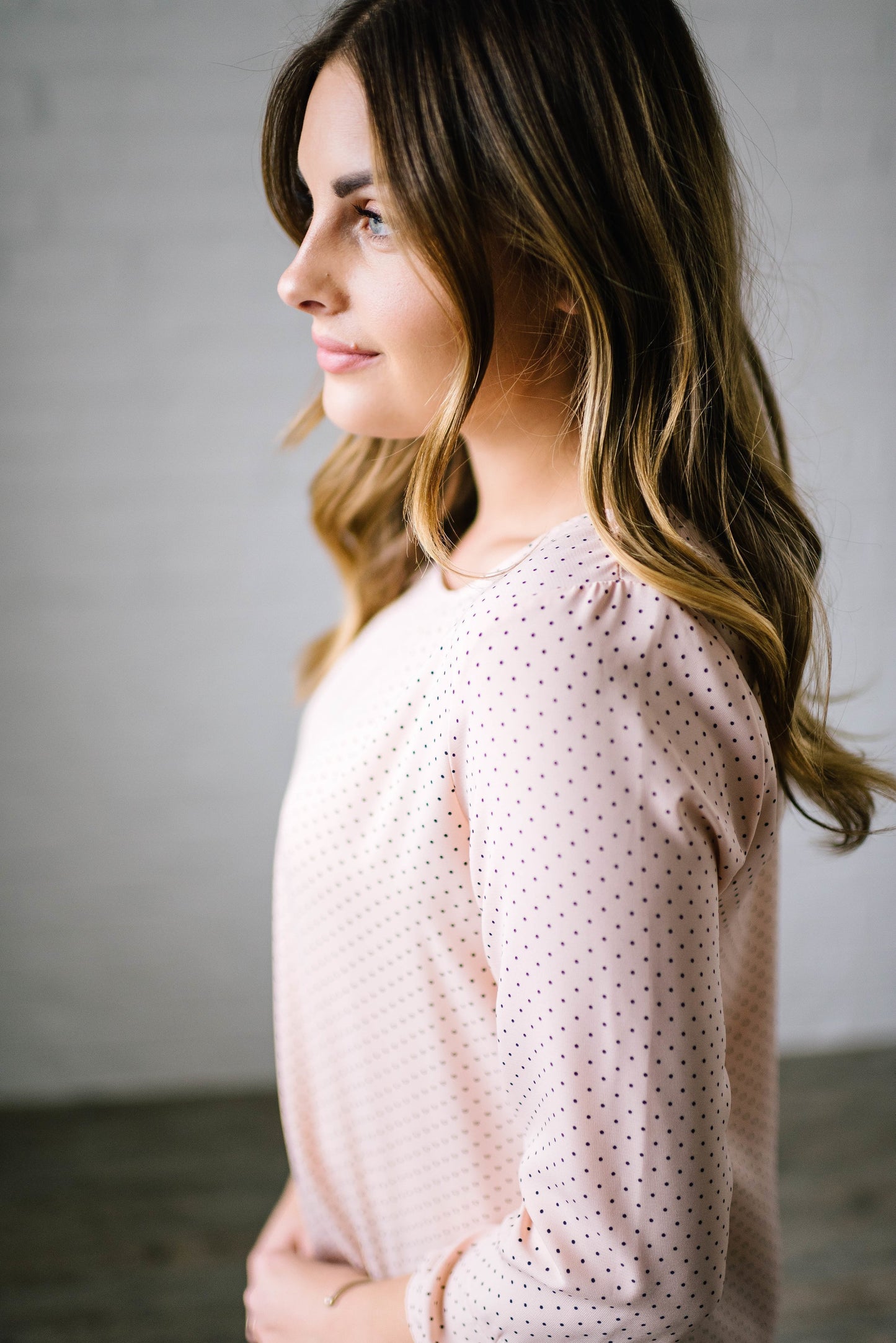 Dot Me Blouse in Blush