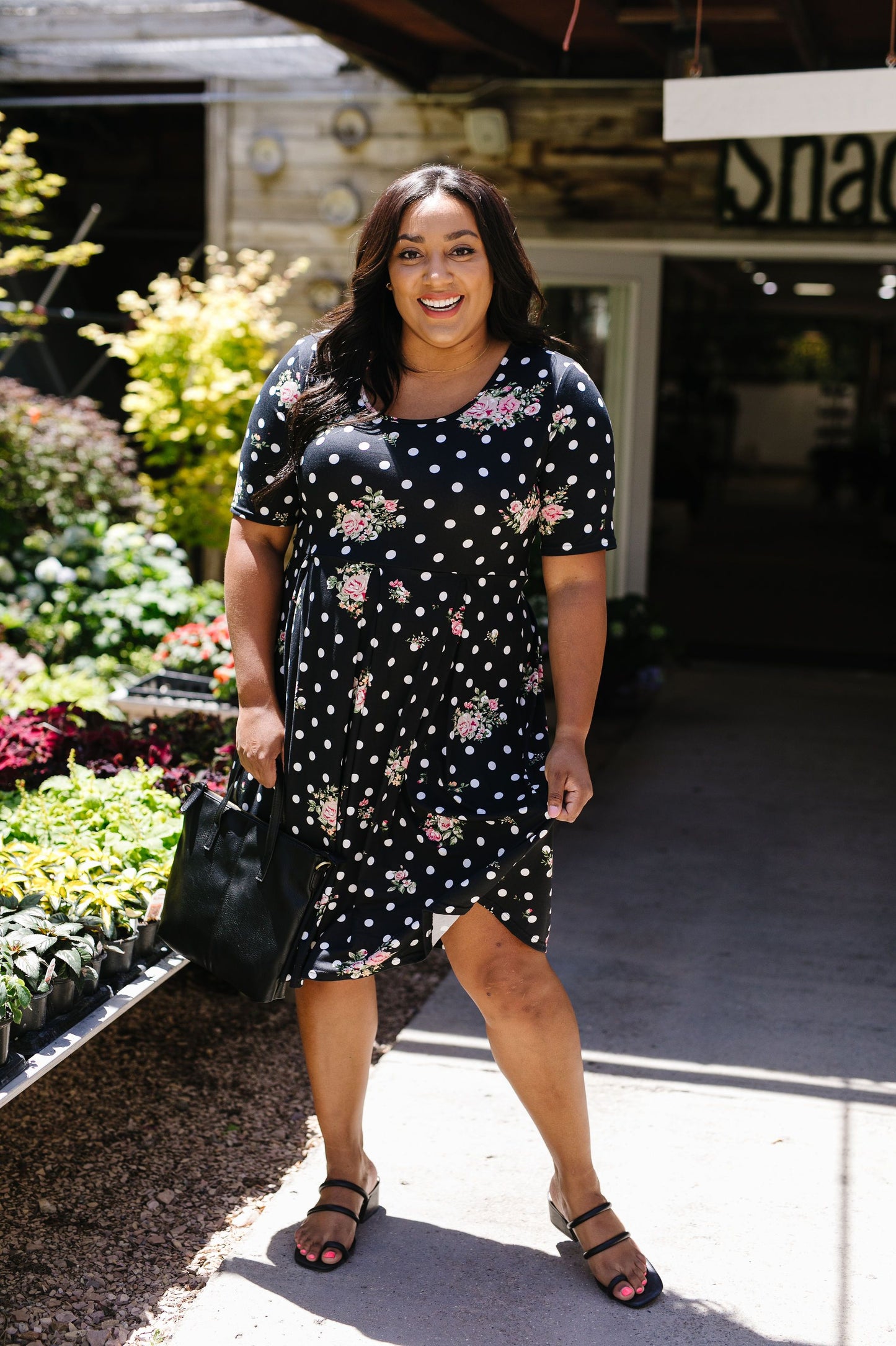 Dots & Roses Dress In Black