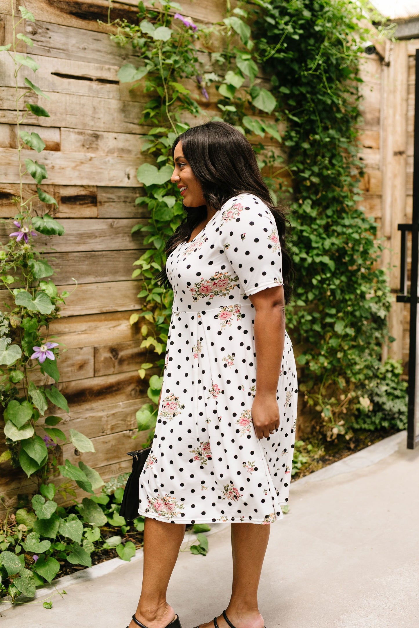 Dots & Roses Dress In Ivory