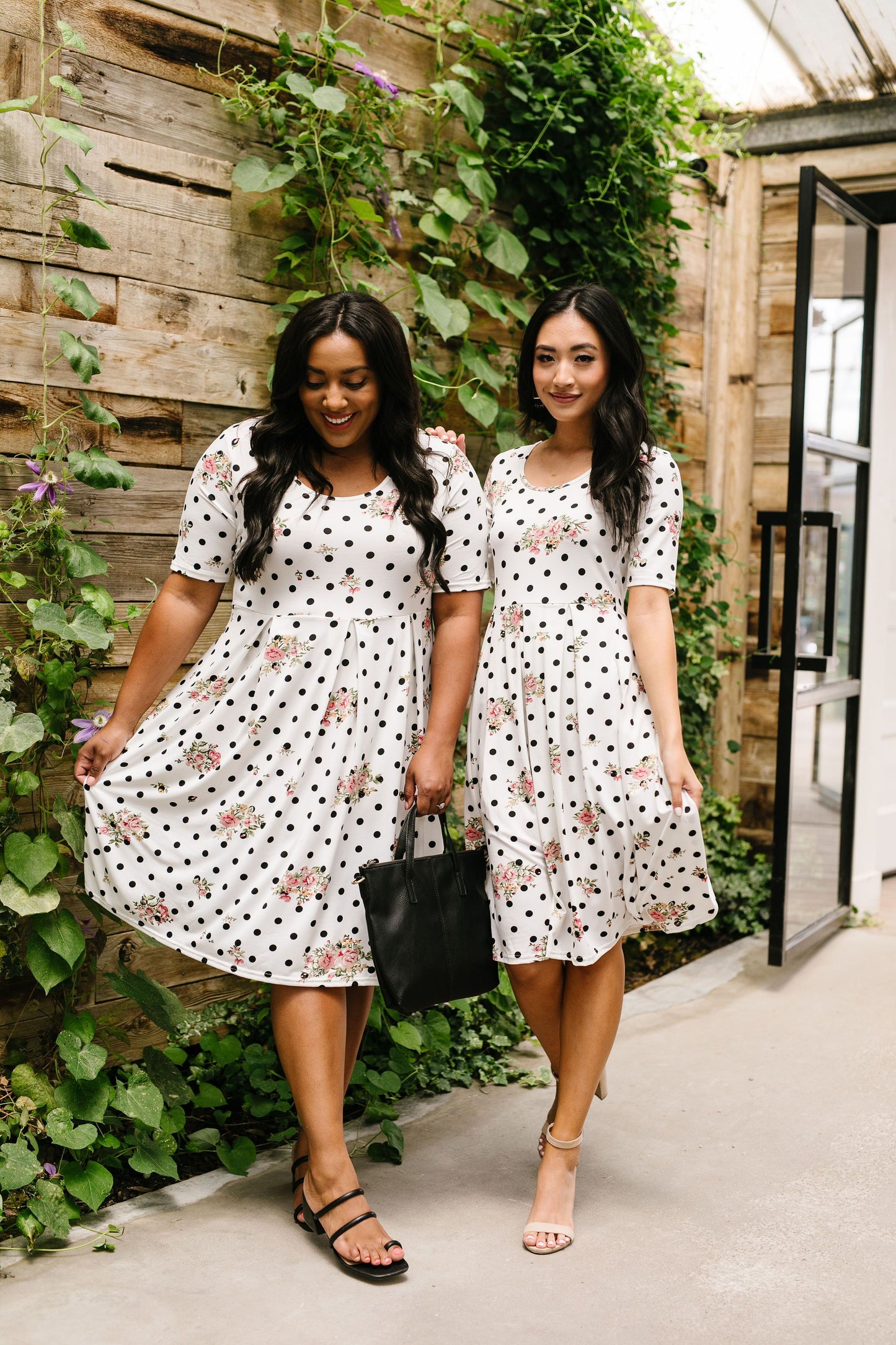 Dots & Roses Dress In Ivory