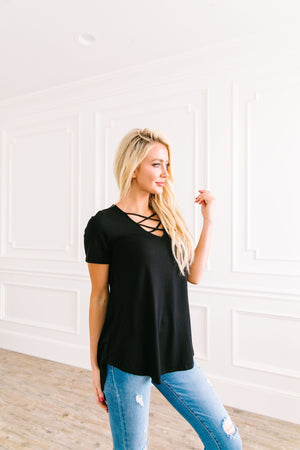 Double Cross Tee in Black