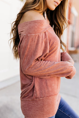 Down & Dirty Off The Shoulder Top In Rust - ALL SALES FINAL