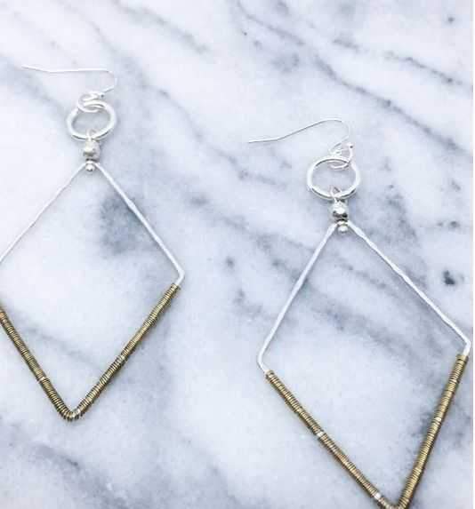 Down To The Wire Diamond Shaped Earrings