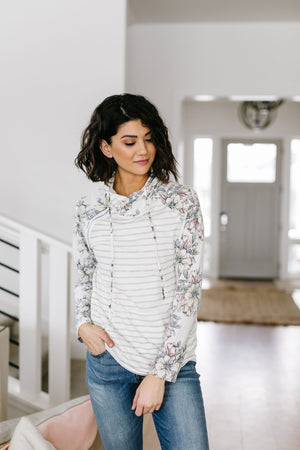 Floral Hints Hooded Pullover