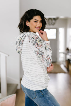 Floral Hints Hooded Pullover