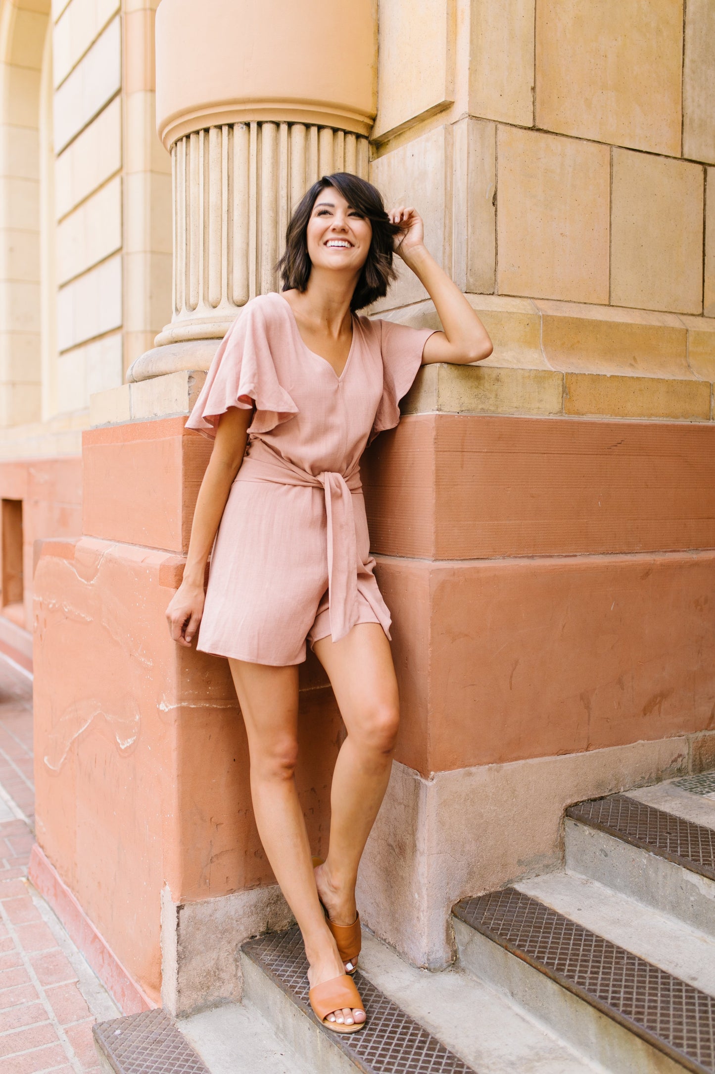 Flutter Sleeve Blush Romper