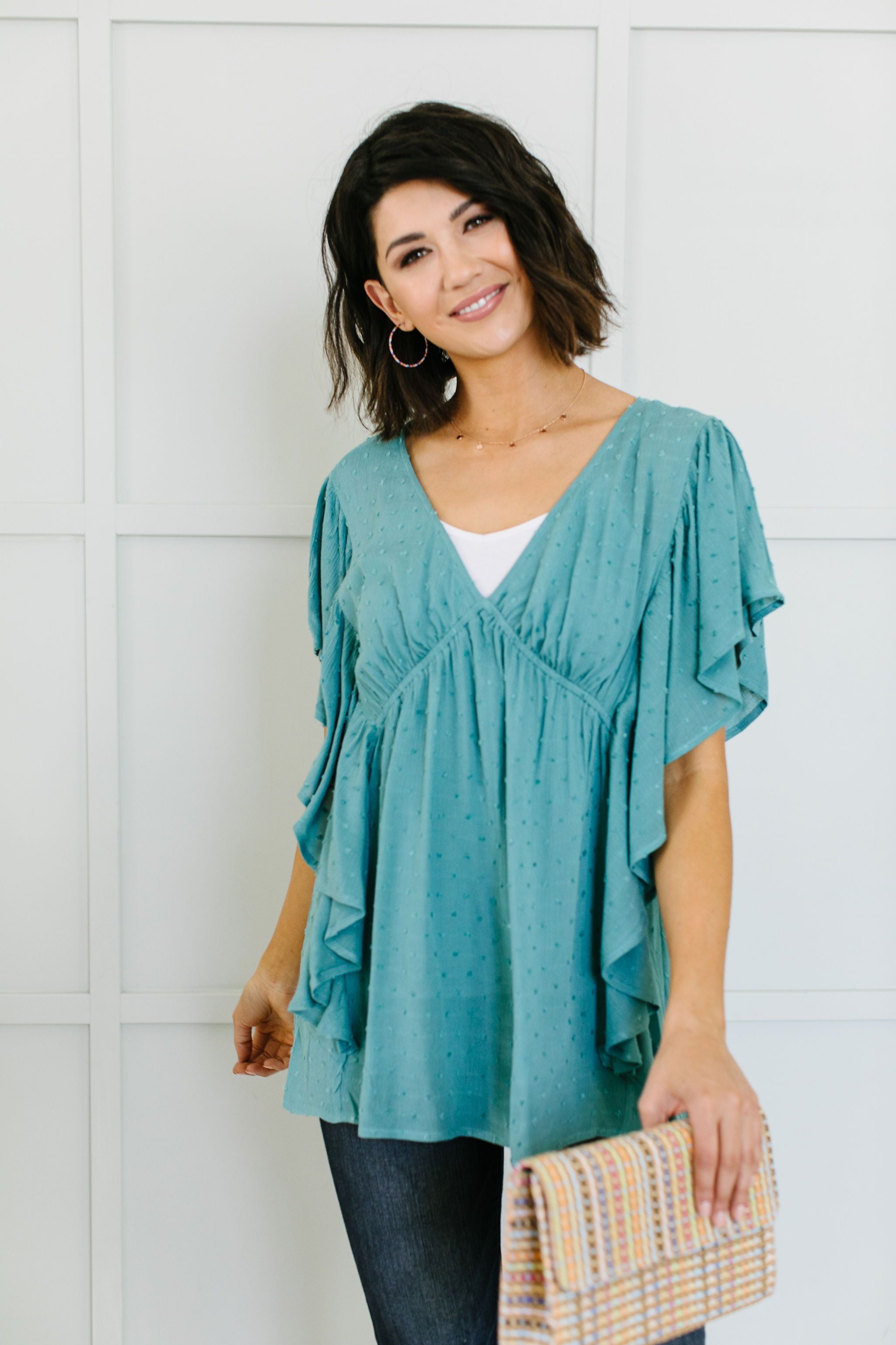 Fly Away Home Blouse In Dusty Teal