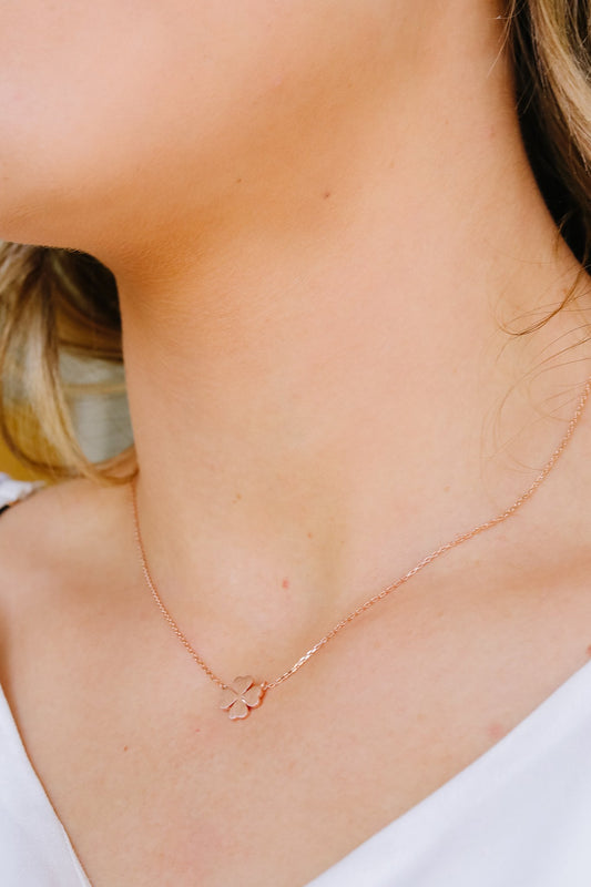 Four Leaf Clover Necklace In Rose Gold