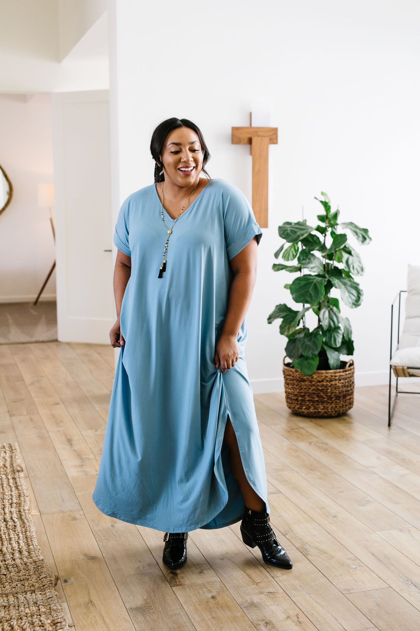 Free And Easy Maxi Dress In Chambray