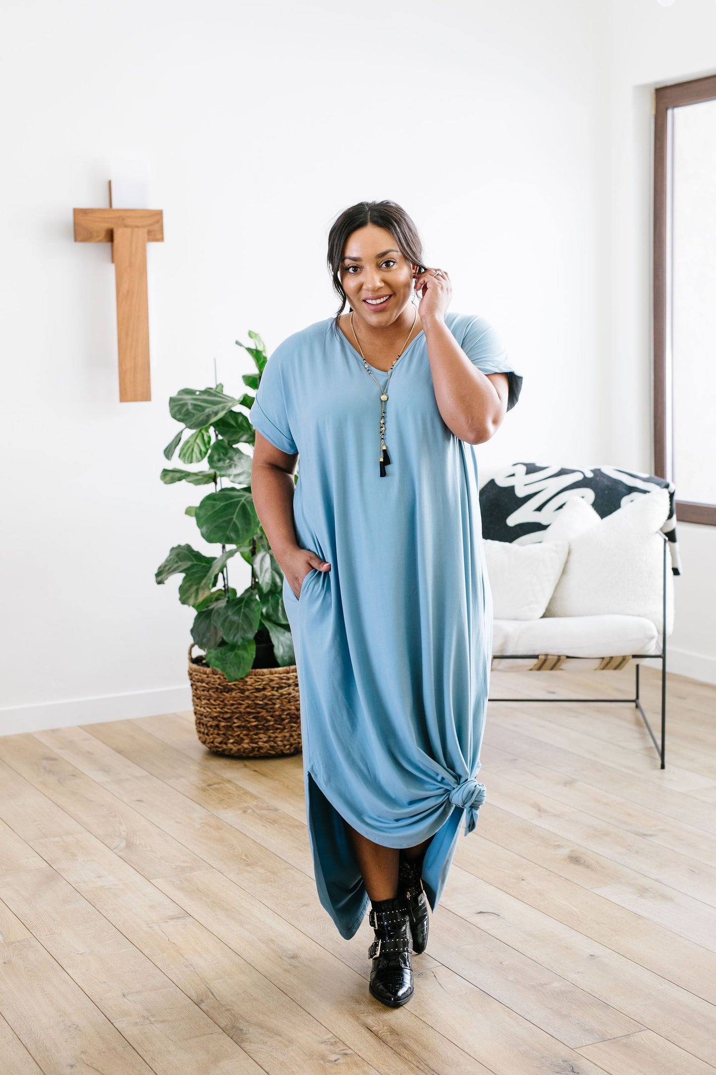 Free And Easy Maxi Dress In Chambray