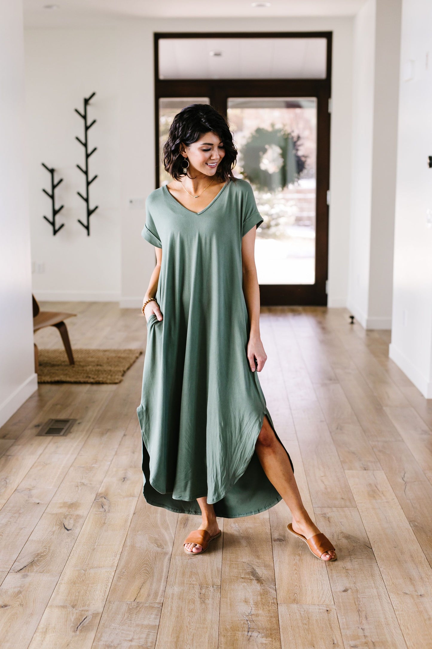 Free And Easy Maxi Dress In Light Olive