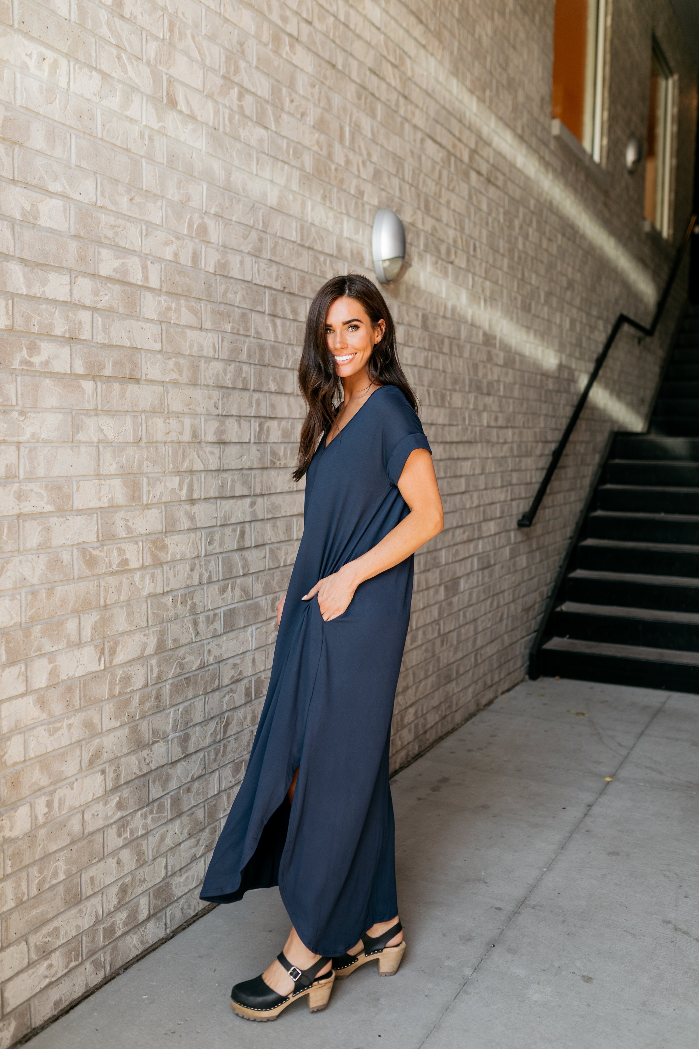 Free And Easy Maxi Dress In Navy - ALL SALES FINAL