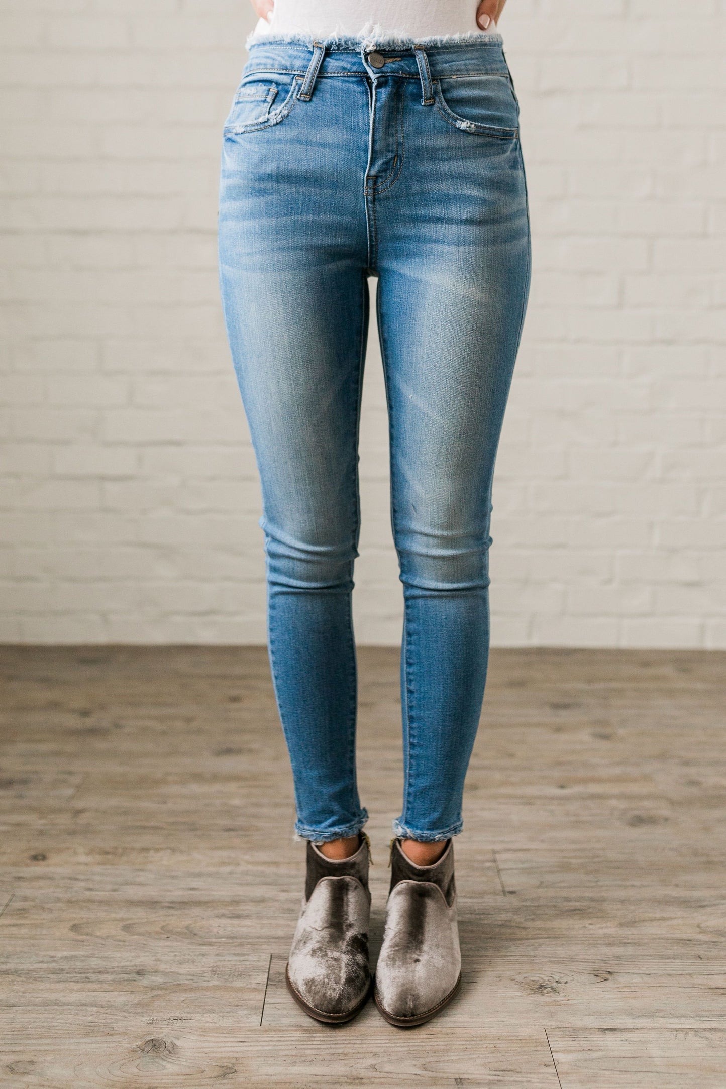 Fringed Waist Skinny Jeans - ALL SALES FINAL