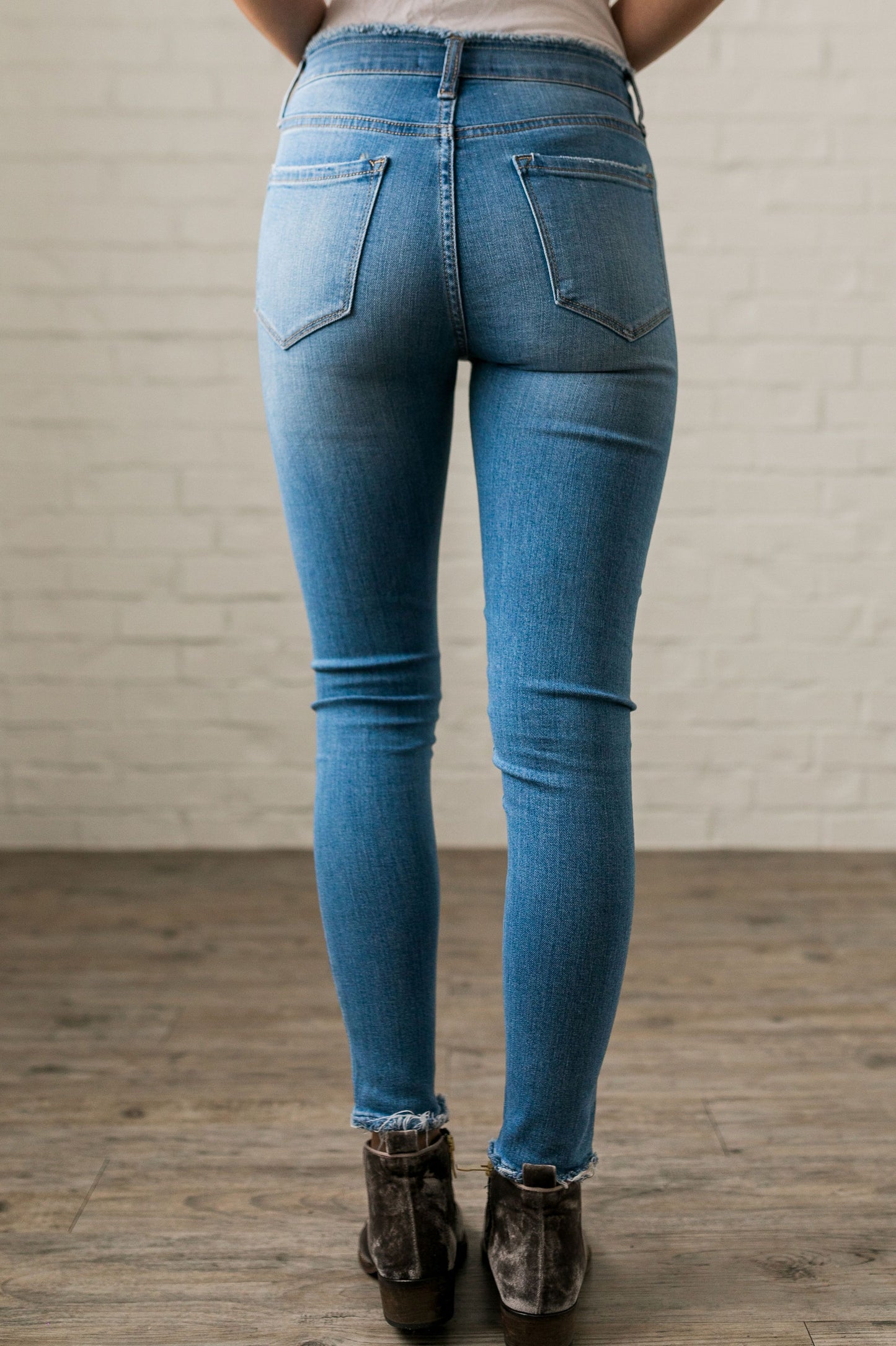 Fringed Waist Skinny Jeans - ALL SALES FINAL