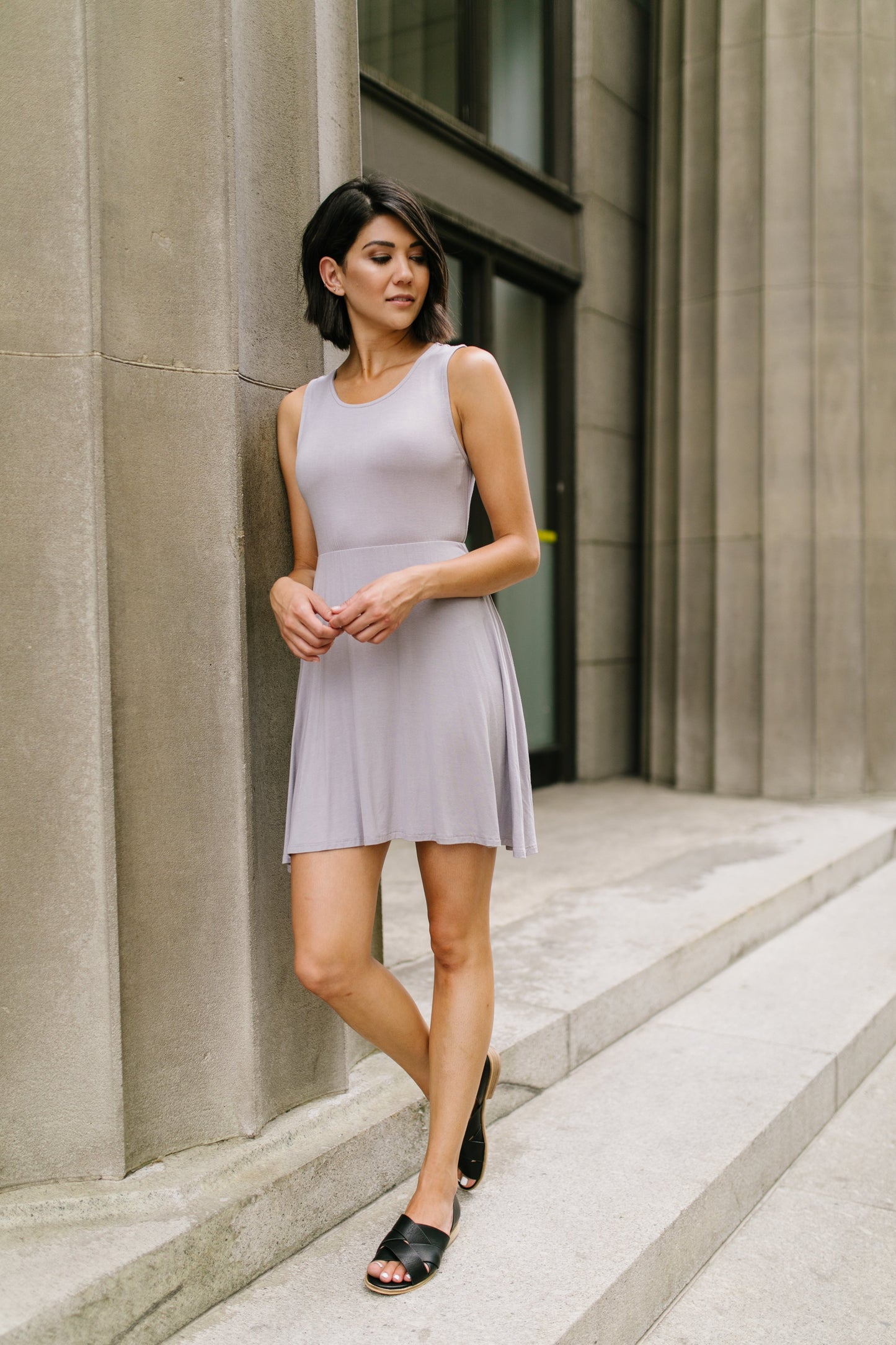 Fun + Flirty Dress In Light Gray