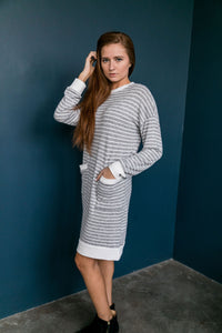 Georgia On My Mind Dress In Gray + White - ALL SALES FINAL