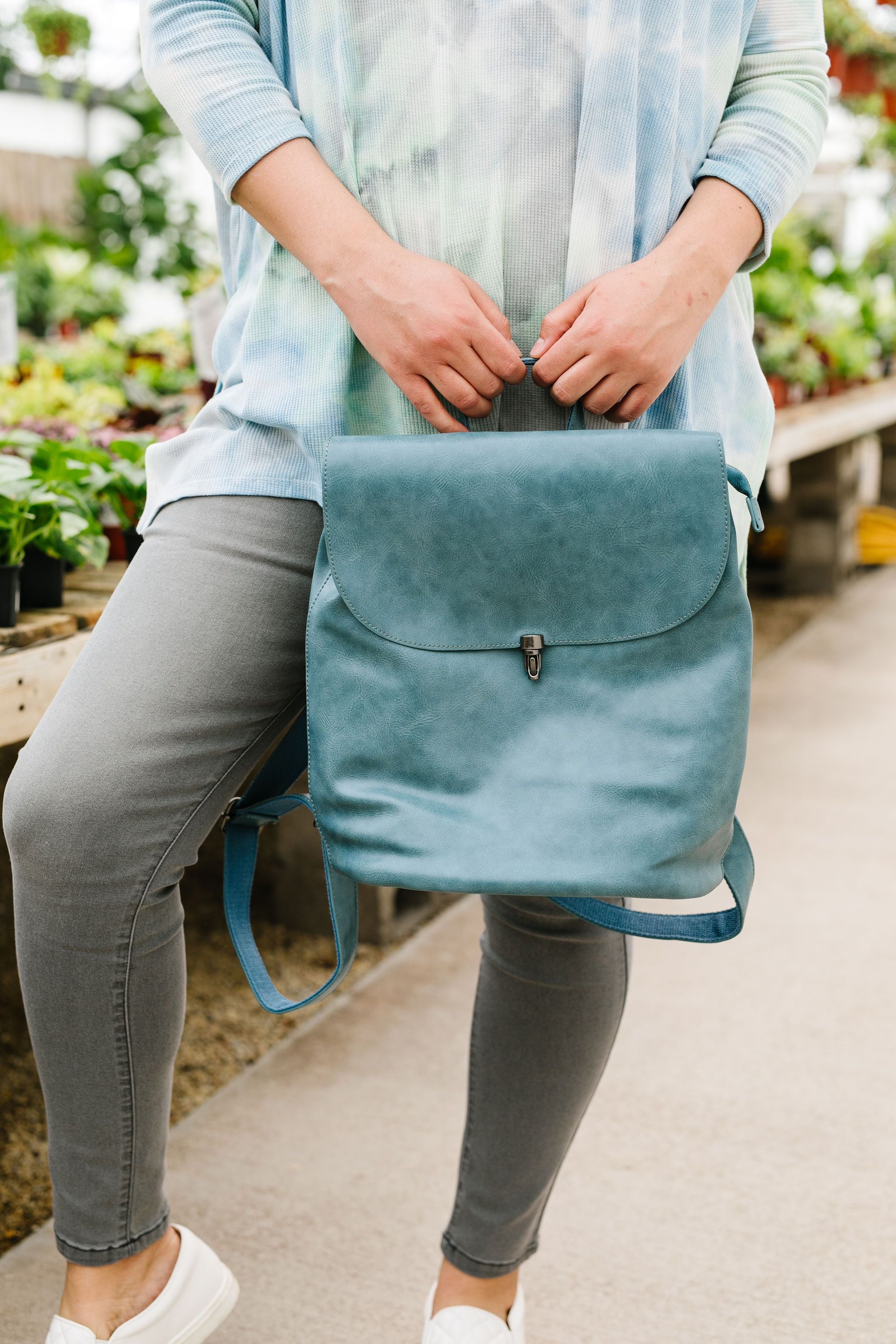 Girl On The Go Backpack In Faded Denim