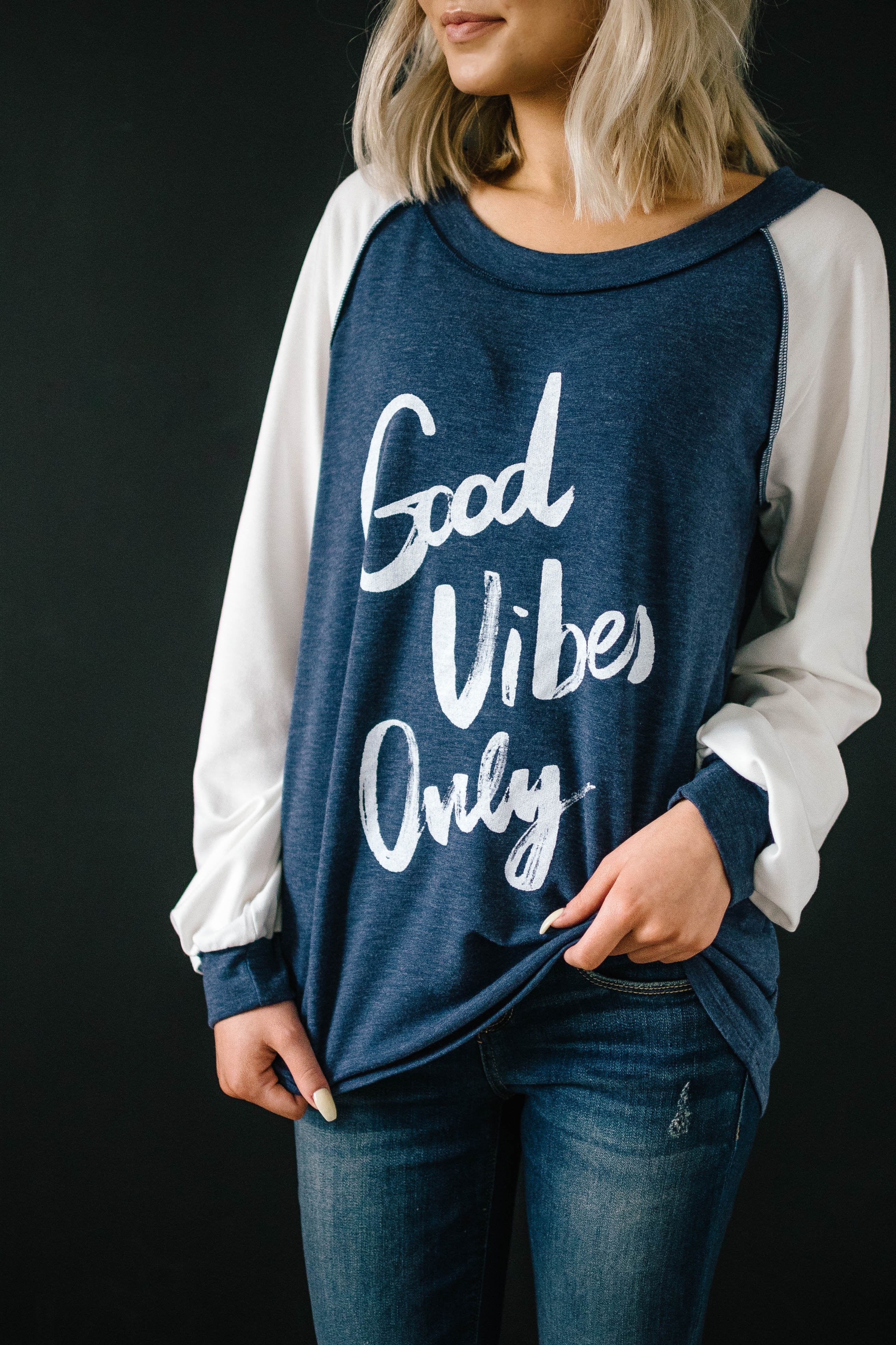 Good Vibes Top in Blue