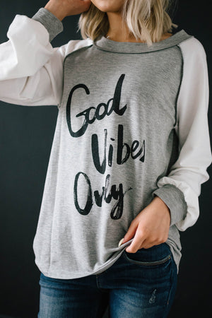 Good Vibes Top in Gray