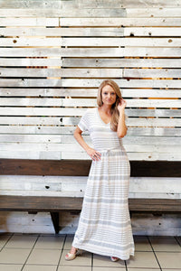 Gray & Taupe Striped Maxi Dress