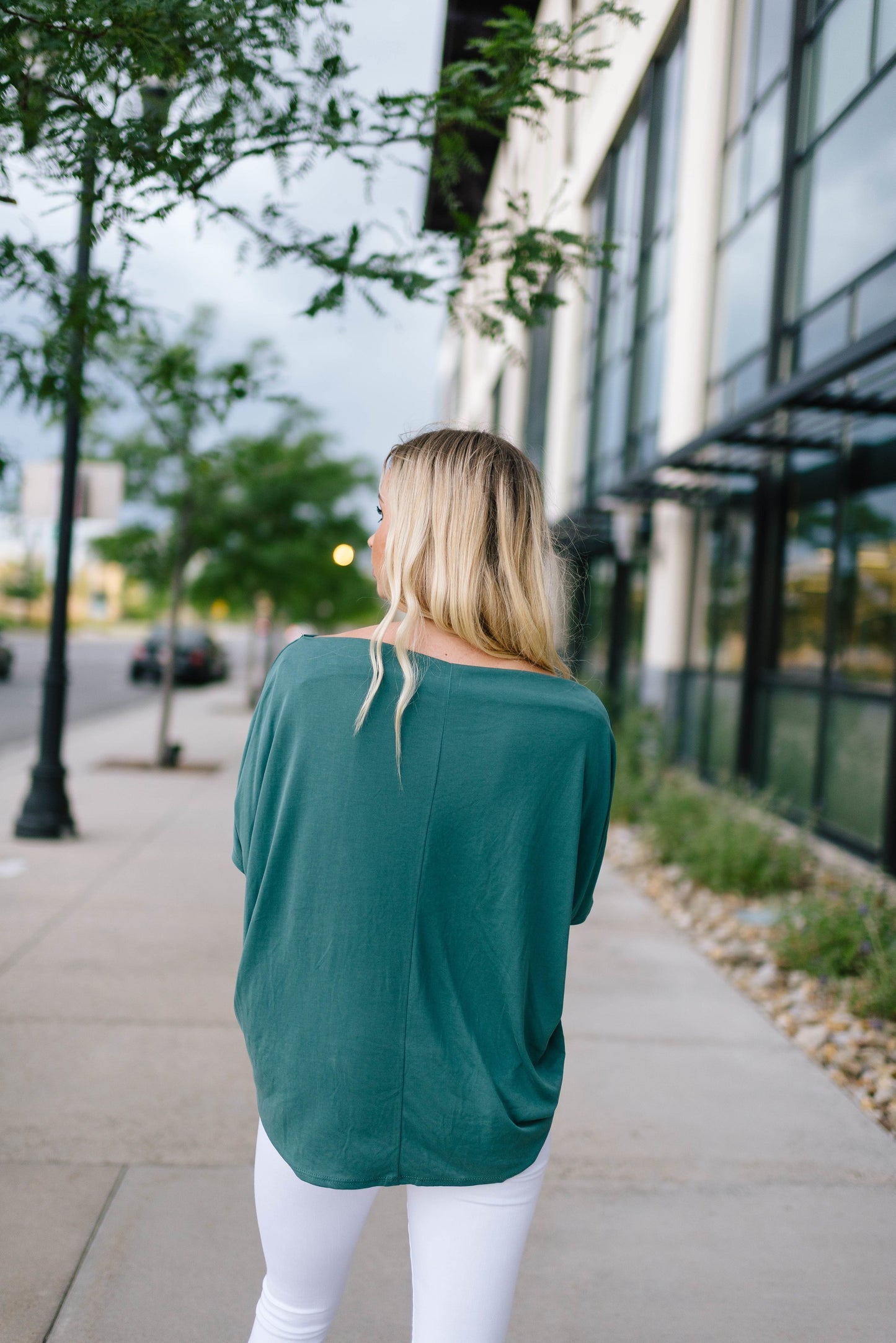 Green One Shoulder Knot Top