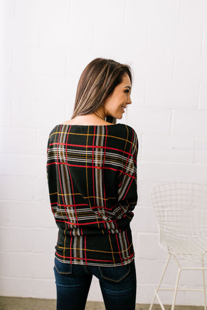 Highland Holiday Plaid Dolman Sleeve Sweater - ALL SALES FINAL