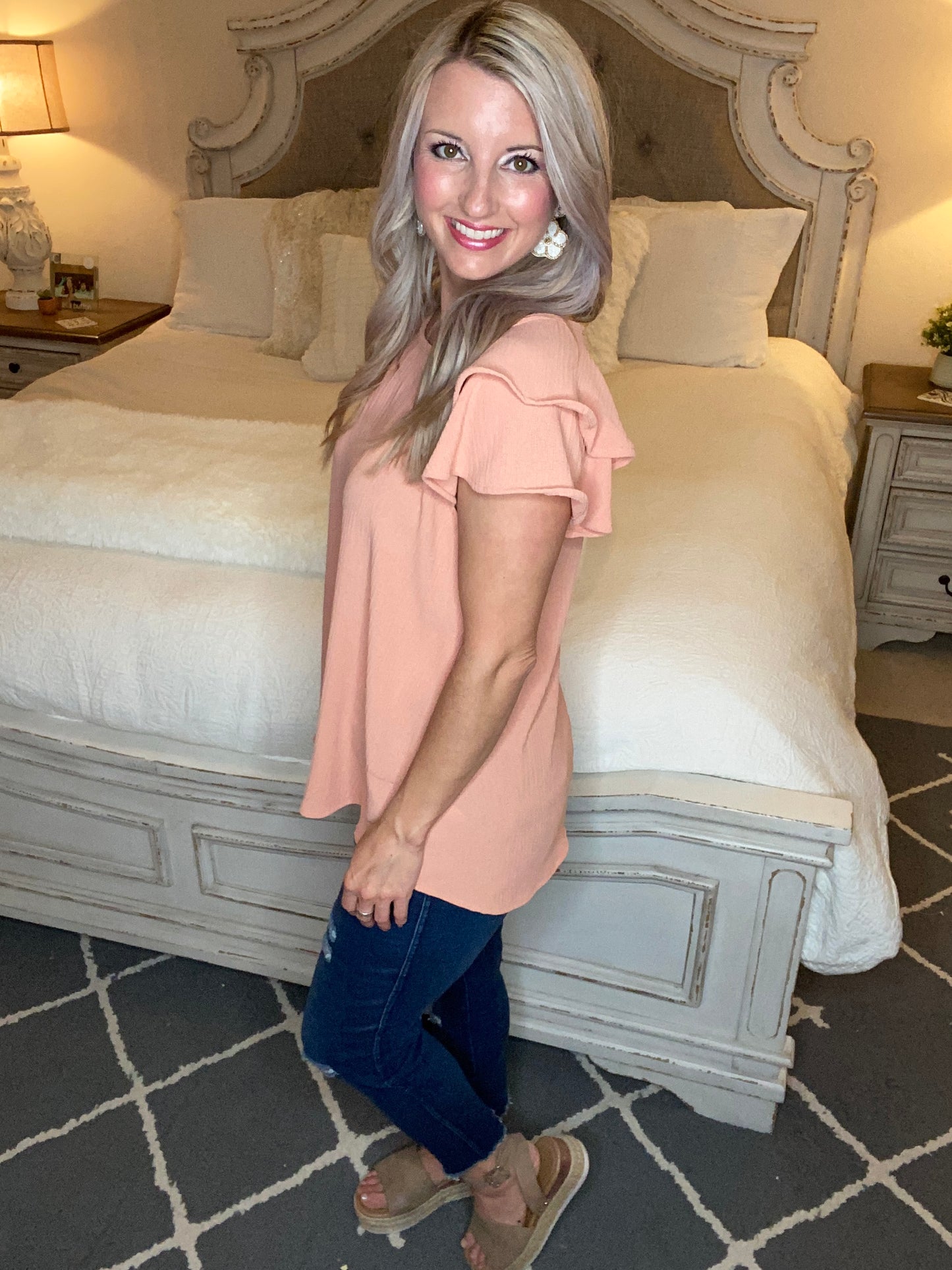 Light and Linen Top in Coral