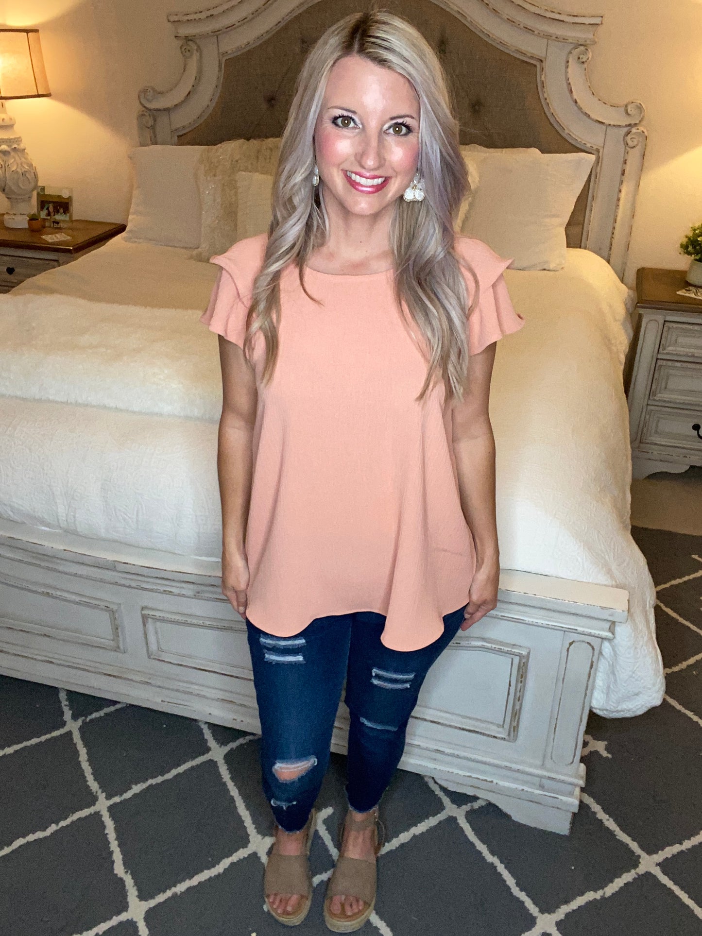 Light and Linen Top in Coral