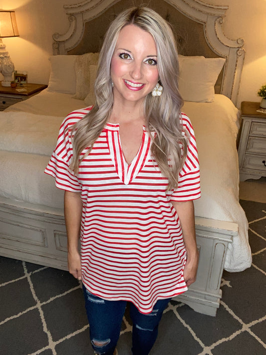 One and Only Stripes Top in Red