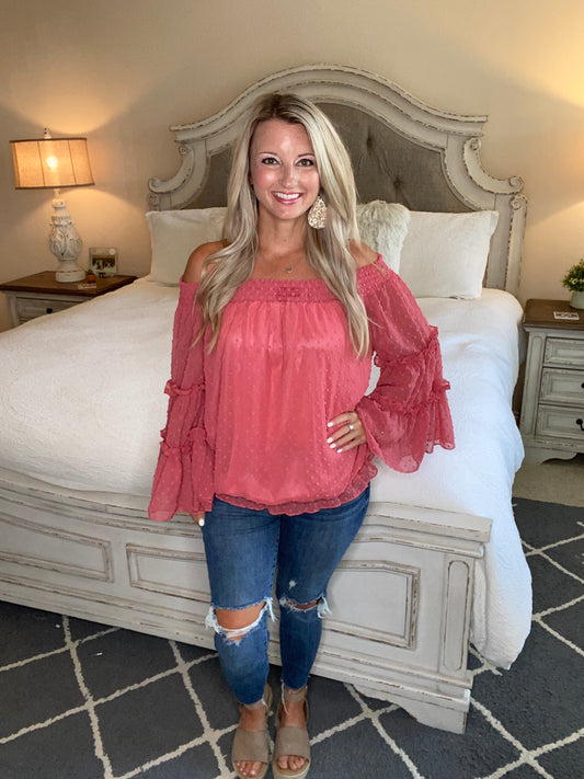 Dreaming Of Swiss Dots Top in Mauve