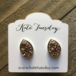 Rose Gold Teardrop Druzy Earrings
