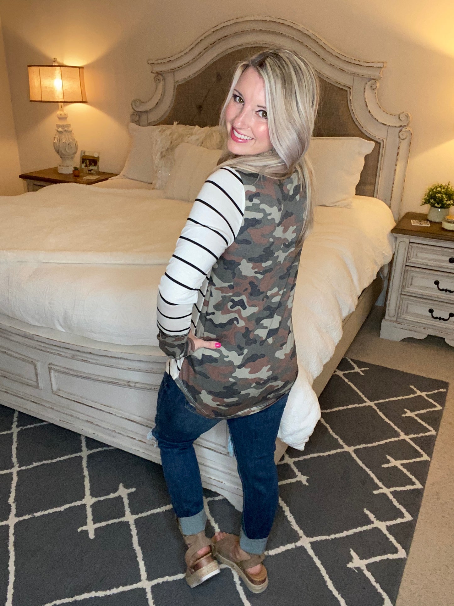 When Camo Meets Stripes Long Sleeve Top