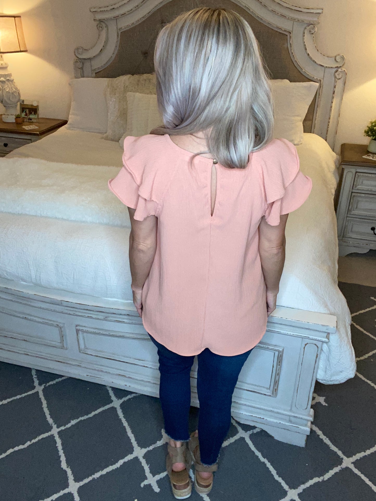 Light and Linen Top in Coral