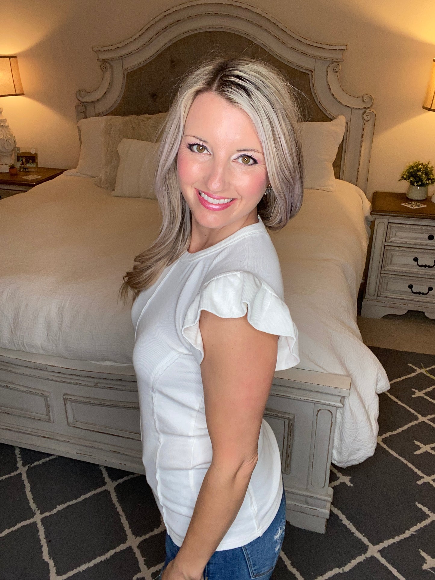 Vera Flutter Top in White