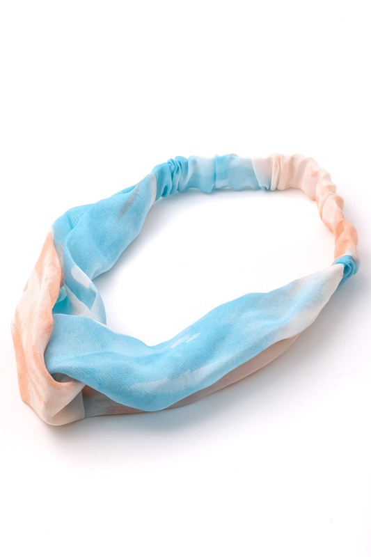 Tie Dye Headband In Blush & Blue