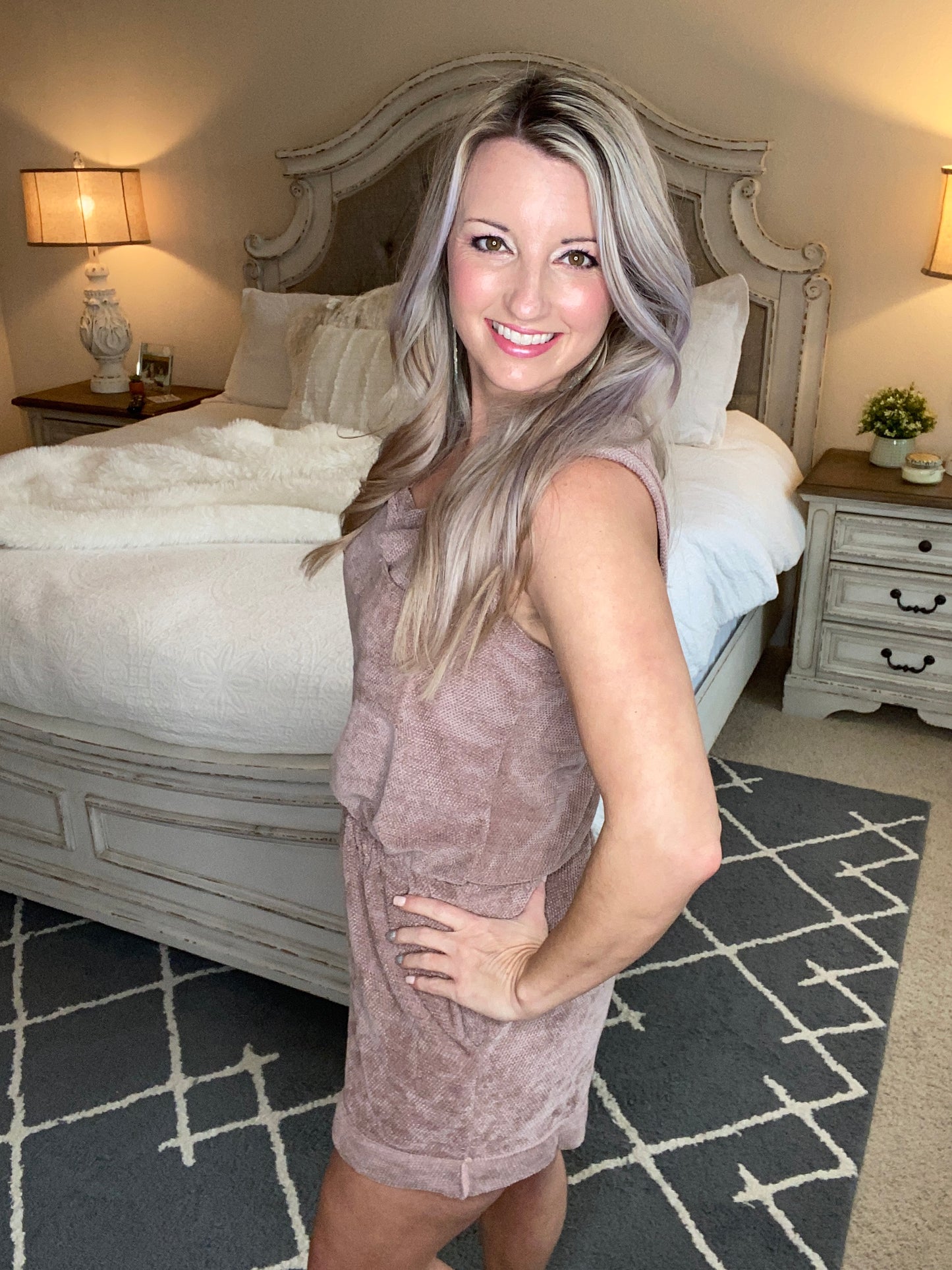 The Go To Romper in Dusty Mauve