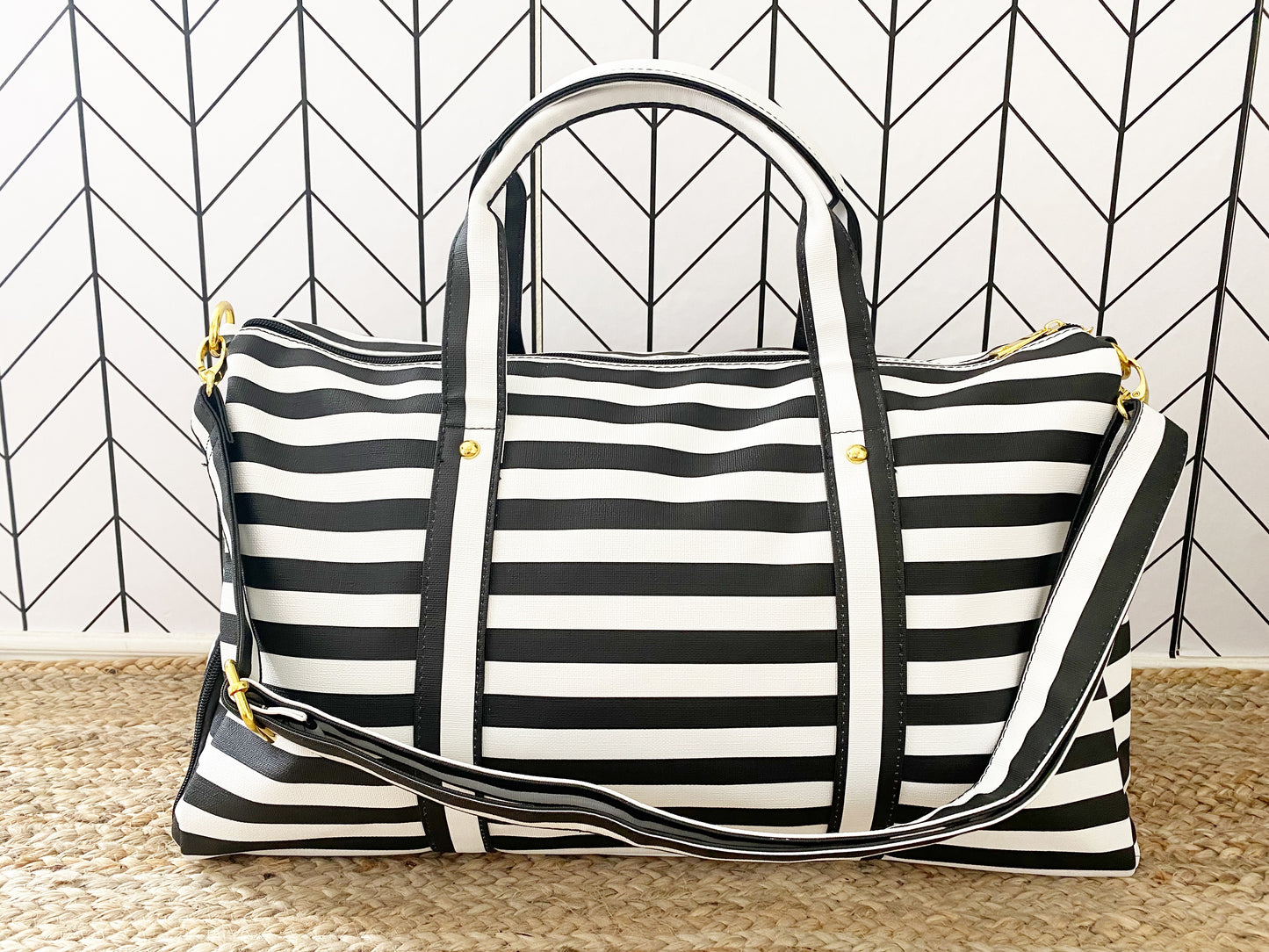 Sassy Striped Weekender Duffle Bag