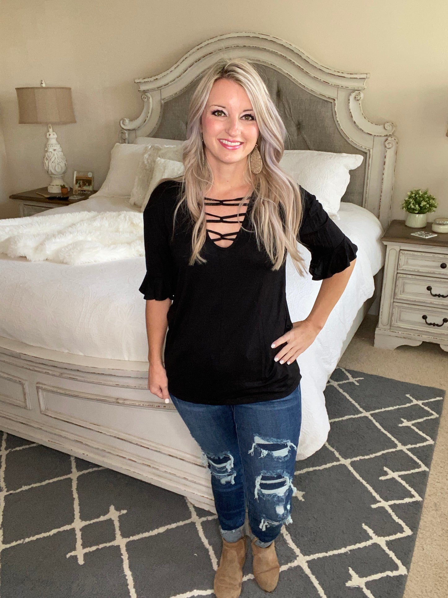 Unique Neckline Top in Black